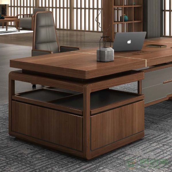 迪欧家具半木系列总裁经理办公桌子办公室老板桌椅组合简约现代时尚大班台家具