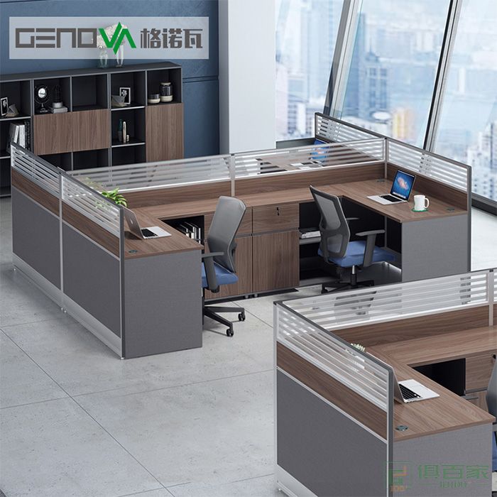 格诺瓦职员办公桌现代桌椅组合屏风位246四人位办公家具电脑桌 