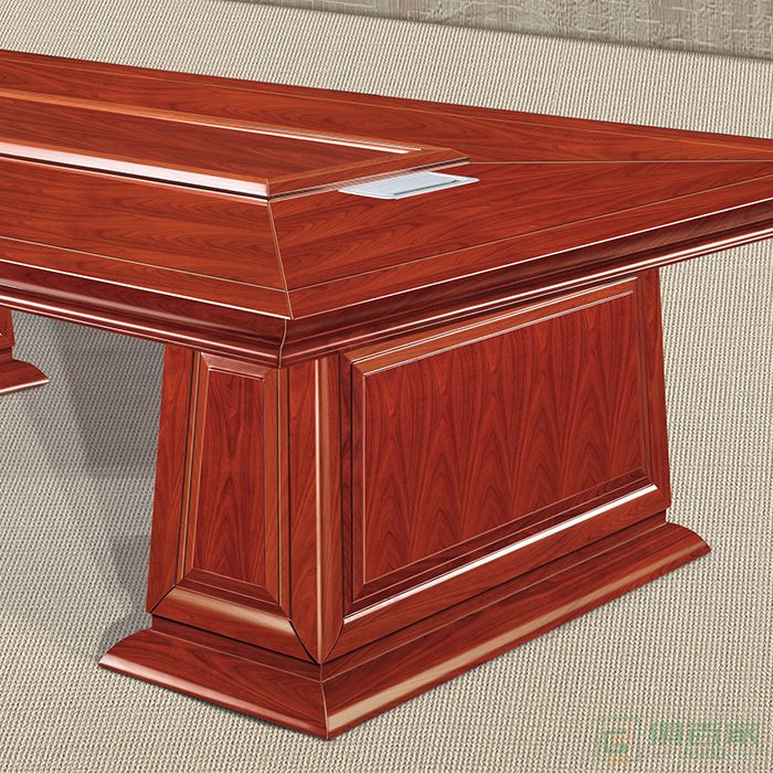 汉威思现代简约中式办公具实木木皮会议桌大型会议桌油漆会议桌
