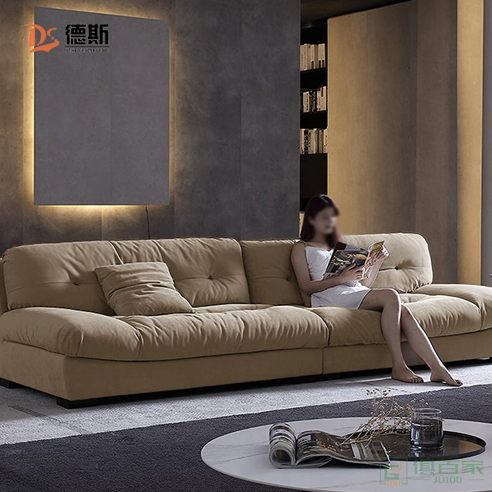 德斯家具住宅沙发系列意式极简设计仿真布单位沙发四人位沙发