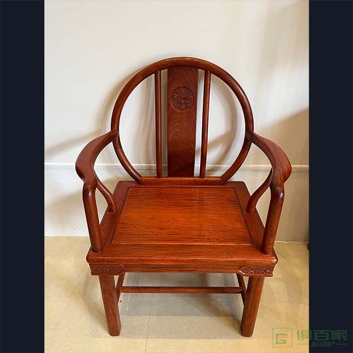  洪耀堂家具红木桌台系列大果紫檀木团圆茶椅