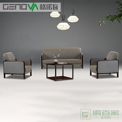 格诺瓦办公沙发小户型 1.9米三人位 0.8米单人位组合皮布结合办公室会客接待沙发 组合1+1+3 深灰色