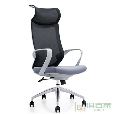 精一办公椅转椅高靠背大班椅人体工学家用电脑椅网布 转椅黑坐垫职员椅
