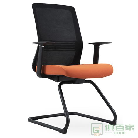 精一黑色尼龙背架带活动腰靠定型海绵职员椅 办公椅