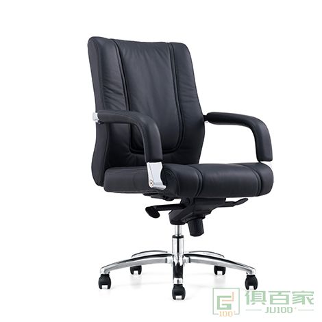 精一电脑椅子 办公椅 家用转椅 职员椅黑色皮椅 班椅