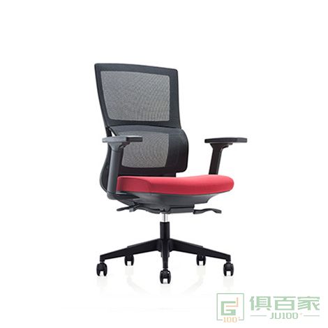 精一附合人体工程学的弹性自适应的腰靠黑色尼龙玻纤椅身配尼龙特网带活动头枕 职员椅 电脑椅