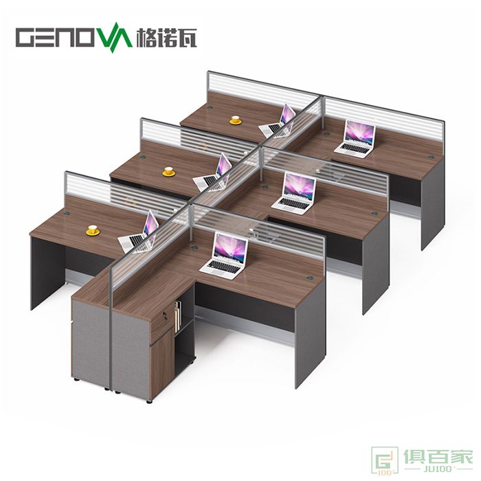 格诺瓦职员办公桌现代桌椅组合屏风工位246四人位办公家具电脑桌