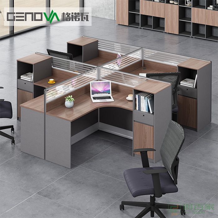 格诺瓦办公桌椅组合4人位简约现代工屏风位职员桌6人工位办公家具