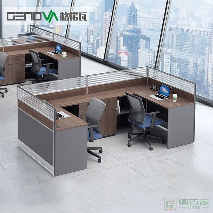 格诺瓦职员办公桌现代桌椅组合屏风位246四人位办公家具电脑桌 