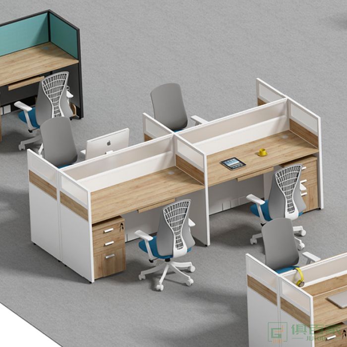 海沃氏职员桌四人位办公桌简约现代财务办公桌屏风位双人电脑办公桌组合