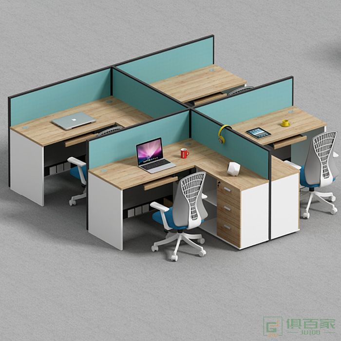 海沃氏电脑办公桌四人位电脑桌简约现代工位桌办公台职员办公室组合桌子屏风位