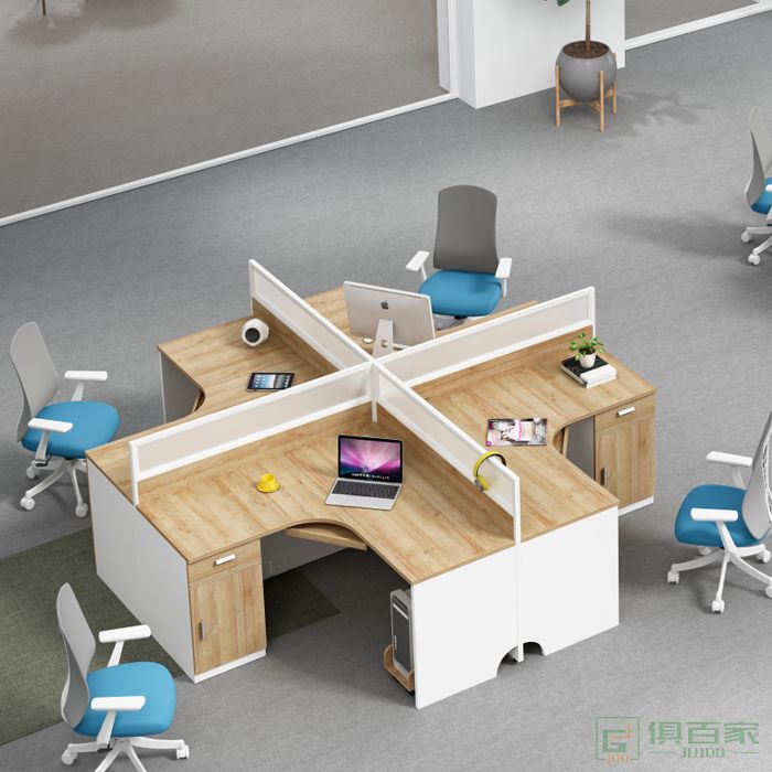 海沃氏职员桌四人位办公桌简约现代财务办公桌屏风位双人电脑办公桌组合