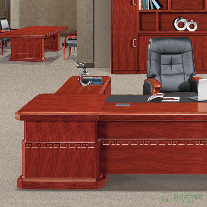 汉威思新中式时尚老板桌单人雕花加厚总裁桌办公室大班台办公家具