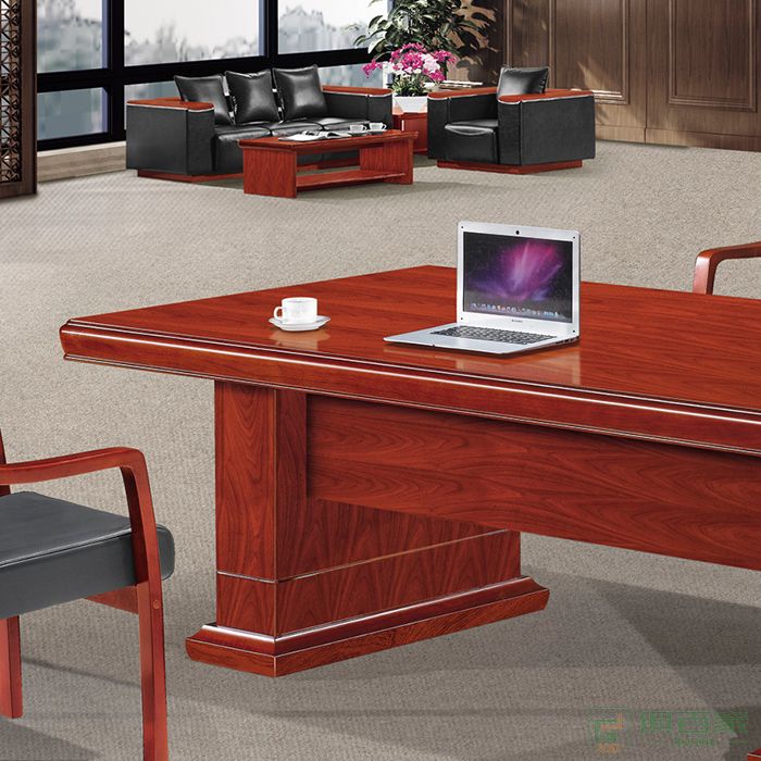 汉威思会议桌长桌贴实木皮中式现代油漆会议桌长条桌办公家具