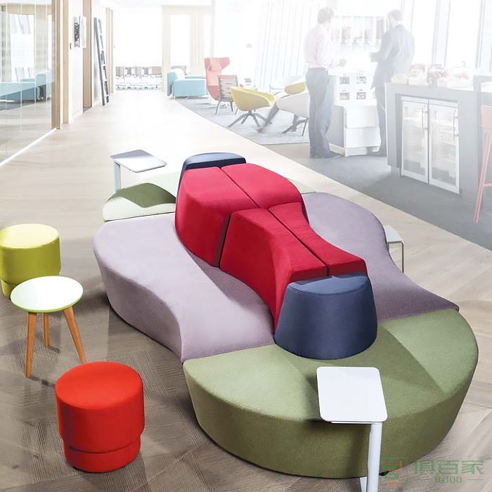 新之越办公室创意沙发布艺简约异形培训机构商务接待休息区组合布沙发