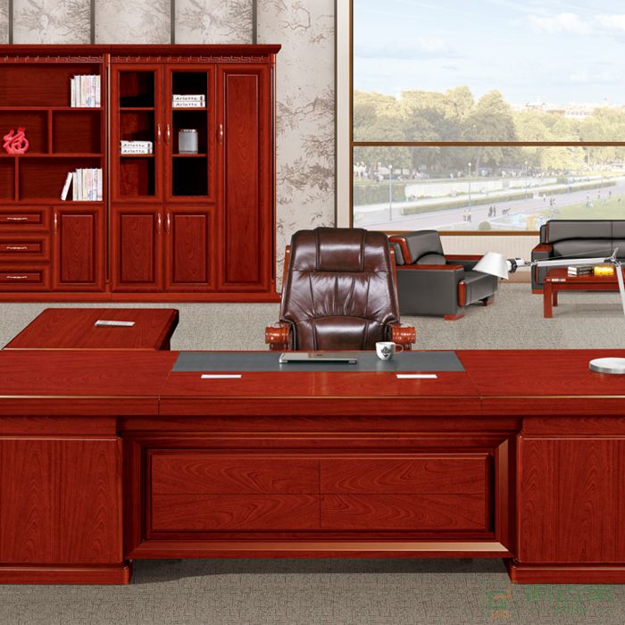 冠诚大班台老板桌总裁桌椅组合经理办公桌简约油漆班台实木皮经理桌