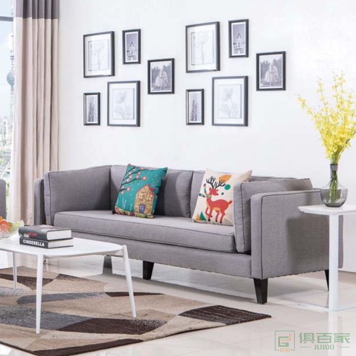 新越布沙发小户型三人位客厅组合整装现代简约办公室双人沙发