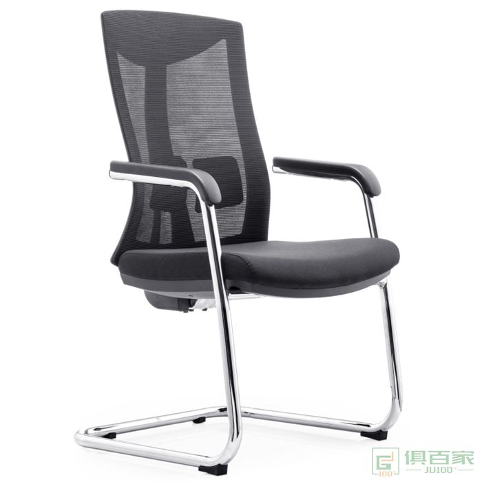 博耐简易办公椅电脑椅家用透气网布职员椅子靠背会议椅弓形脚椅