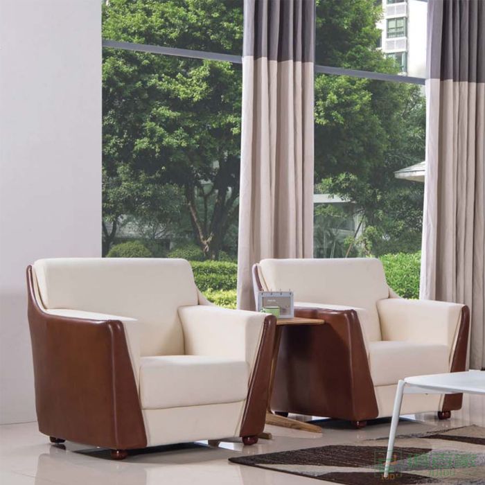 新越北欧小户型双人沙发皮艺办公室沙发现代简约客厅意式轻奢复古皮沙发