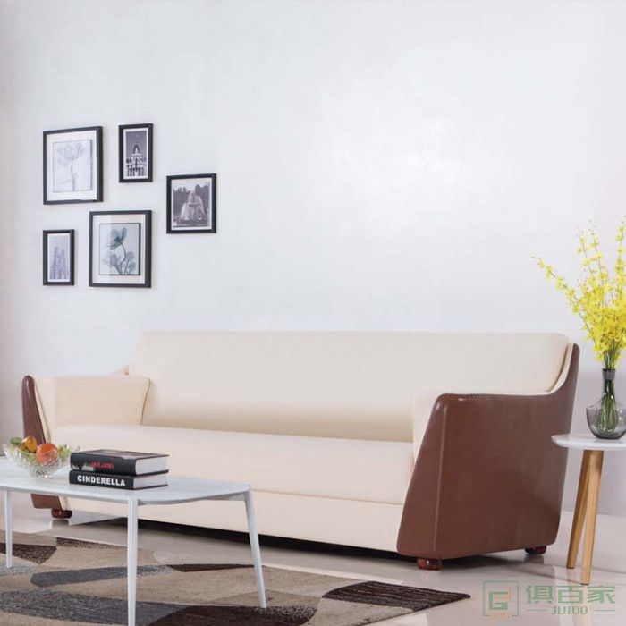 新越北欧小户型双人沙发皮艺办公室沙发现代简约客厅意式轻奢复古皮沙发
