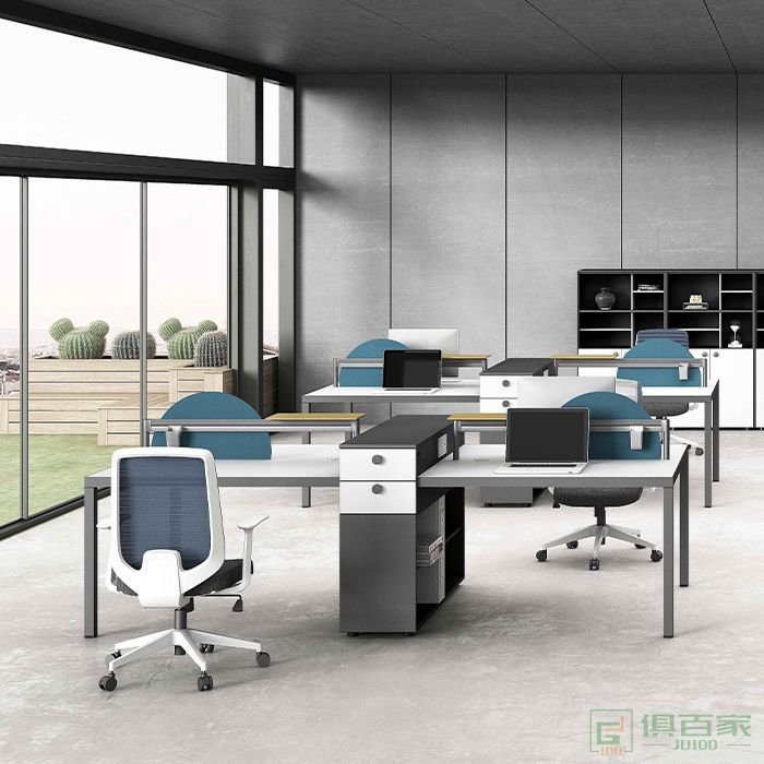 高卓家具斯诺系列职员桌办公室桌椅组合卡座屏风隔断4四人位工位电脑桌子简约家具