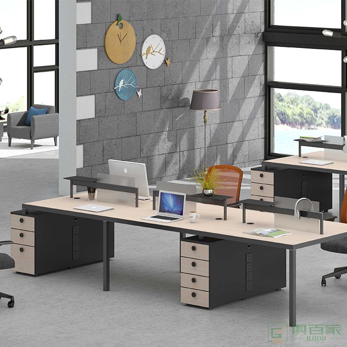 高卓家具斯莫尔系列职员办公桌椅组合4人位员工桌电脑桌办公室屏风简约现代