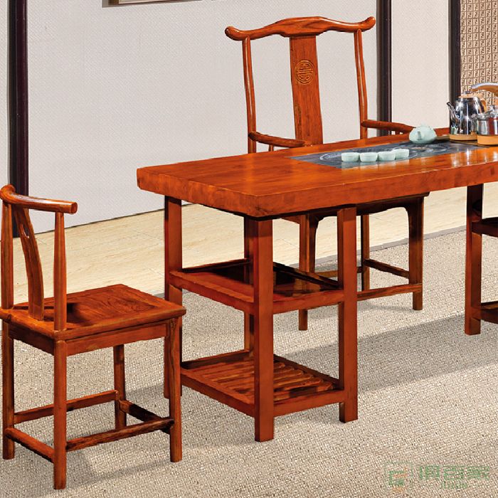 翔品家具直边大板茶桌椅组合实木茶桌子茶具套装一体办公室商用茶几家用功夫小茶台