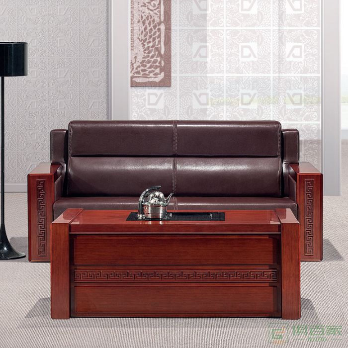东业家具智水系列现代中式大款真皮沙发