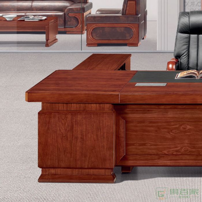 东业家具传统系列办公家具老板桌办公桌实木油漆大班台