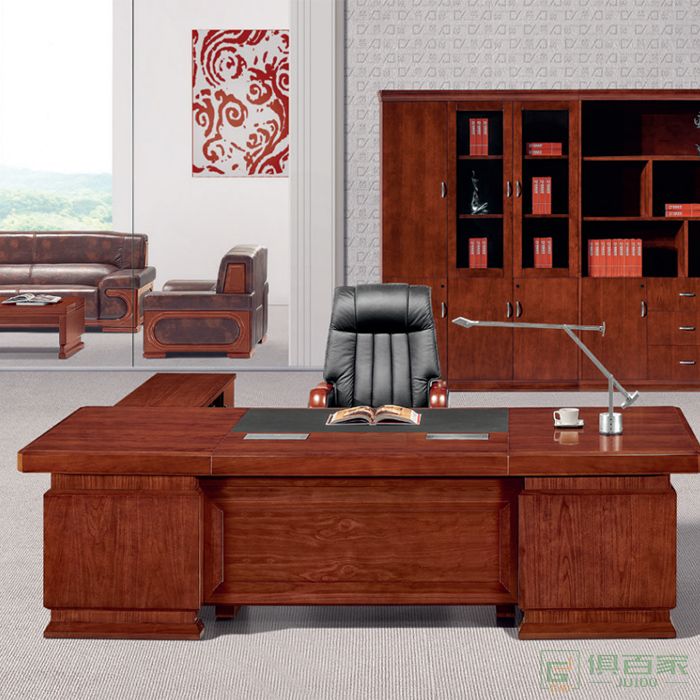 东业家具传统系列办公家具老板桌办公桌实木油漆大班台