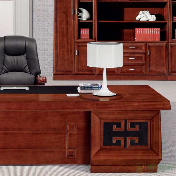 东业家具传统系列老板桌总裁桌实木皮大班台新中式办公桌