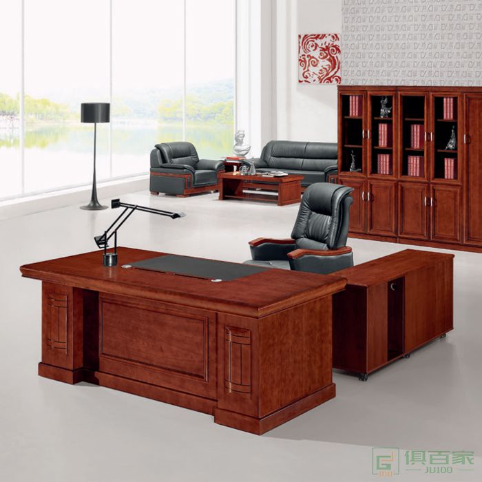 东业家具传统系列总裁桌大班台新中式轻奢办公室家具老板桌