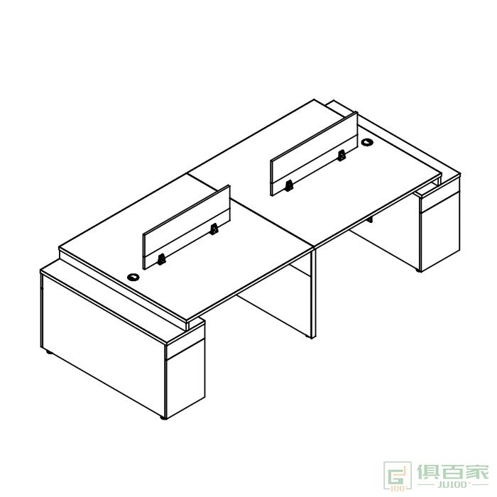 东业家具创客系列职员桌对坐四人位职员桌办公桌