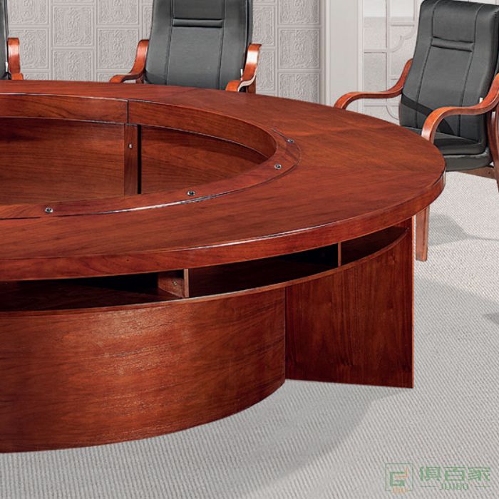 东业家具传统系列大型会议桌油漆圆形开会桌子办公室会议桌实木皮
