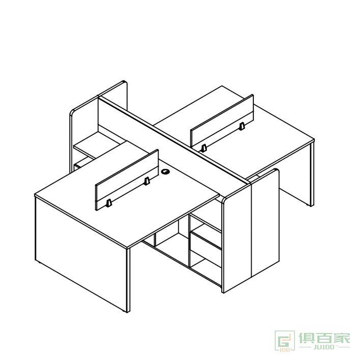东业家具创客系列四人位职员桌对坐四人位办公位
