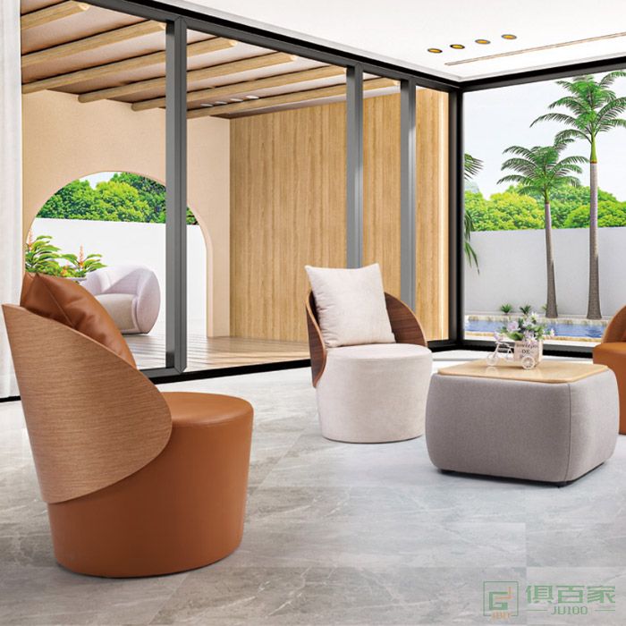 京图家具弯板系列现代设计师单椅休闲椅咖啡厅样板房接待椅