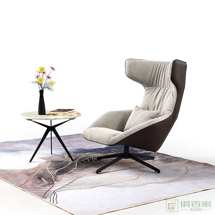 京图家具春风系列茶几设计师单人沙发椅懒人躺椅老虎椅真皮轻奢休闲