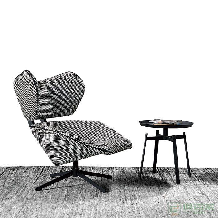 京图家具春风系列北欧客厅沙发椅真皮实木休闲椅办公室总裁老板椅