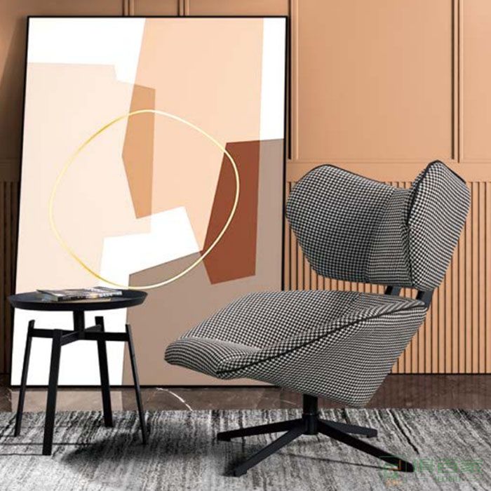京图家具春风系列北欧客厅沙发椅真皮实木休闲椅办公室总裁老板椅