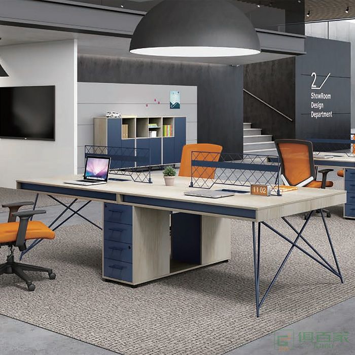 迪欧博尚家具几何PLUS系列职员桌对坐四人位
