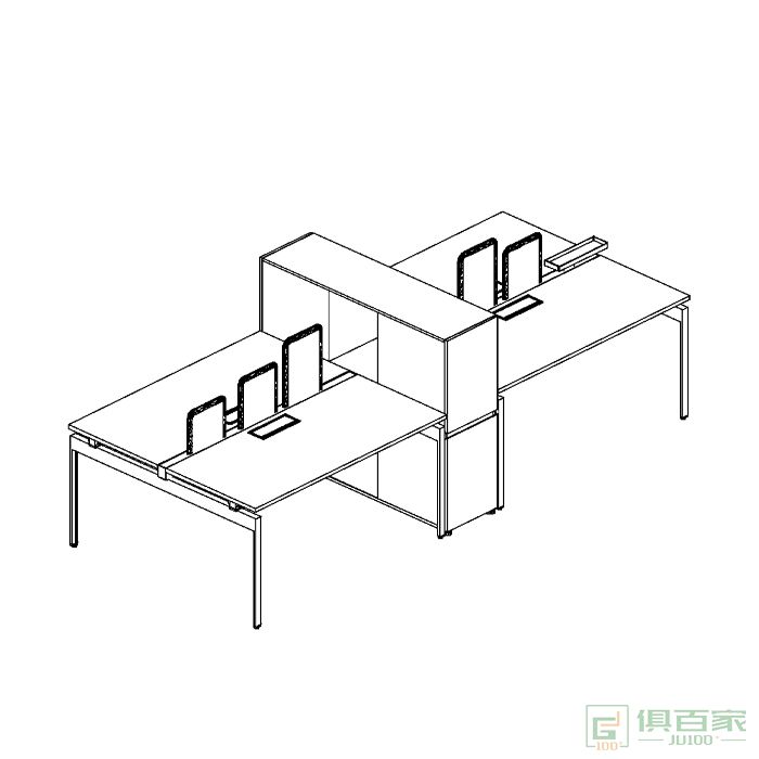 亿尚家具沃克斯系列职员桌办公桌员工位办公室简约现代四人卡座