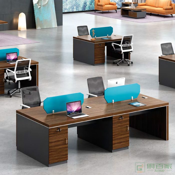 思进家具面系列四人办公桌简约现代职员桌上班电脑桌办公室
