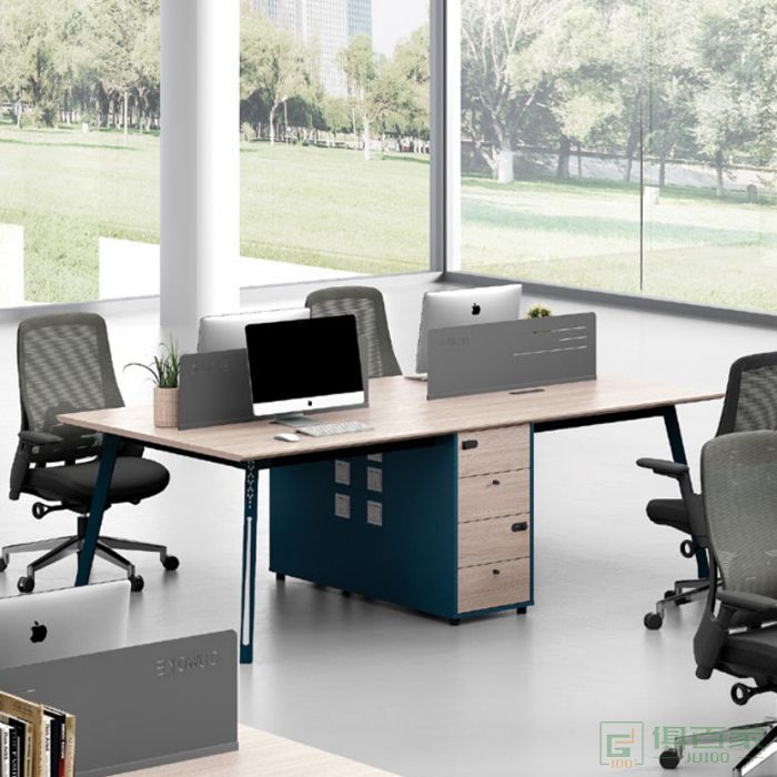 广立家具绅士系列现代4人位办公室员工工位卡位办公桌职员桌