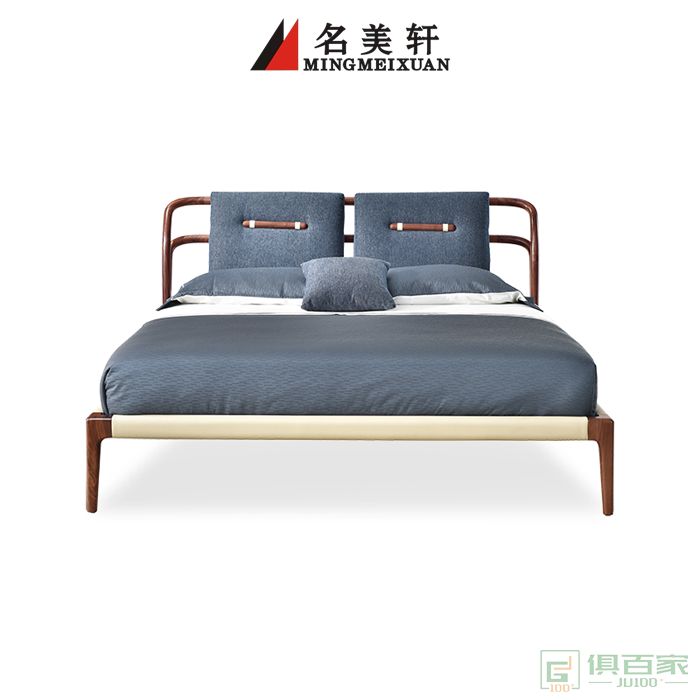 名美轩家具双人床系列现代简约北美黑胡桃实木大床 设计师双人床主卧床