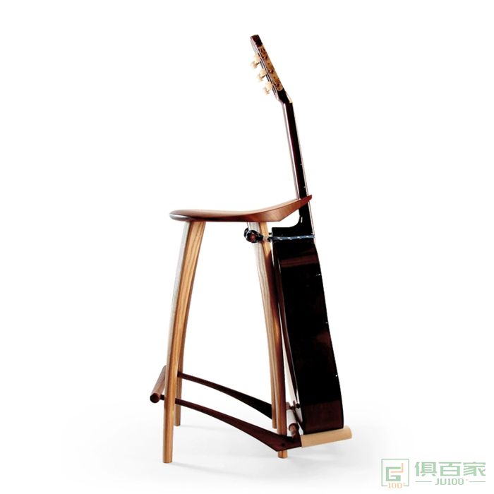 名美轩北书桌椅系列美黑胡桃木吉他演奏椅吉他弹唱凳高脚椅艺术创意公寓座椅