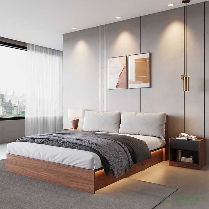 华冠家具公寓双人床卧室系列红樱桃双人床现代简约公寓床