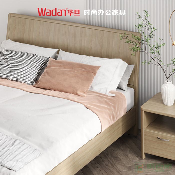 华旦家具斯凯系列公寓床床头柜现代简约新西兰橡木床