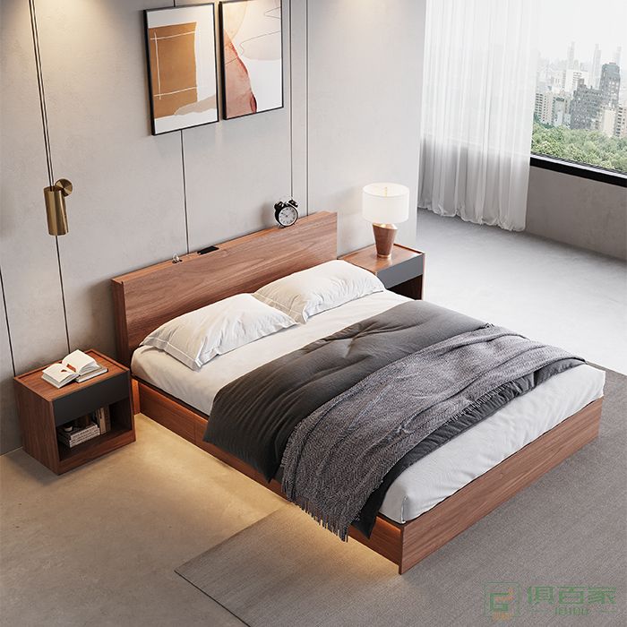 华冠家具公寓双人床卧室系列红樱桃床双人床现代简约公寓床