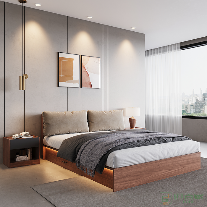 华冠家具公寓双人床卧室系列红樱桃双人床现代简约公寓床