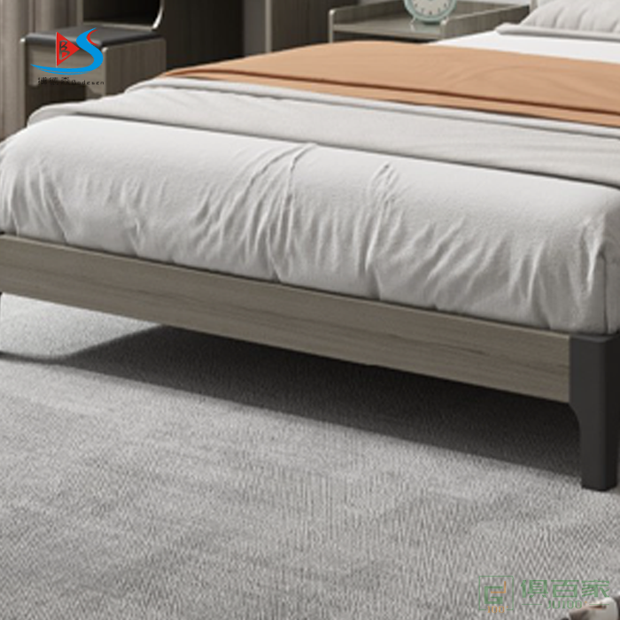 华冠家具双人床系列浅胡桃现代简约小户型大床双人床主卧木床